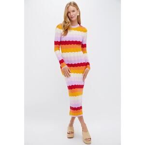 HYACINTH HOUSE Sunset Stripe Montego Knit Midi Dress Size M NWT